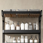 Modern Bathroom Set Matte Black Bathroom Shelf Towel Holder Bathroom Accessories Set