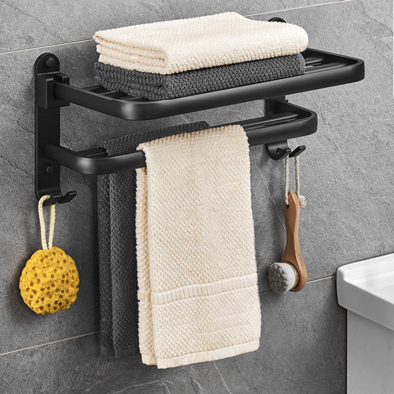 Matt Black 5-piece Modern Bathroom Accessory Set with Shelf/Tower Bar & Paper Holder