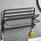 Matt Black 5-piece Modern Bathroom Accessory Set with Shelf/Tower Bar & Paper Holder
