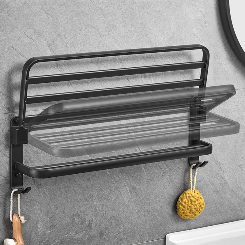 Matt Black 5-piece Modern Bathroom Accessory Set with Shelf/Tower Bar & Paper Holder