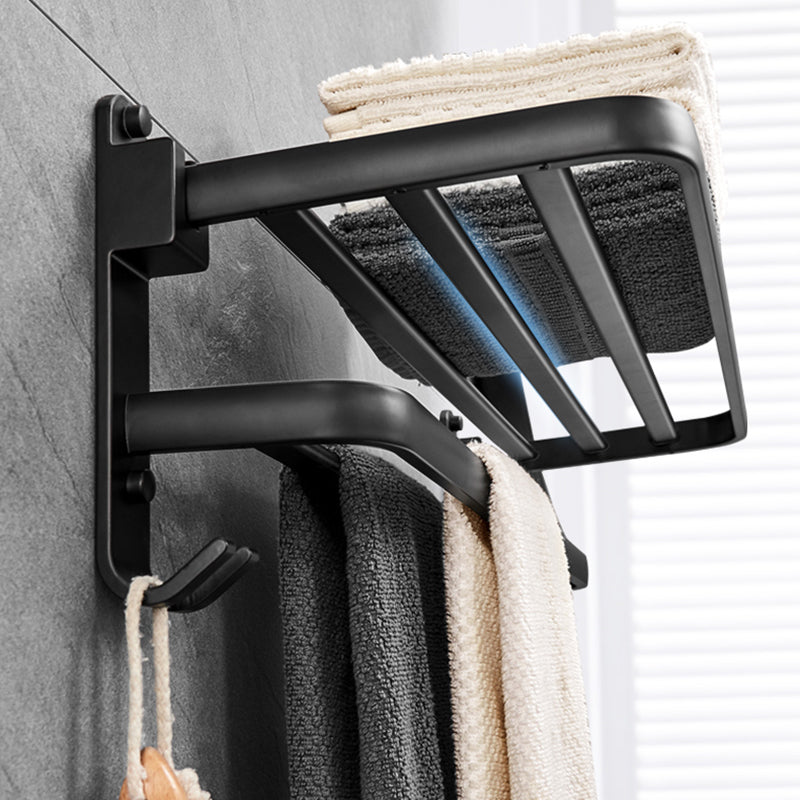 Matt Black 5-piece Modern Bathroom Accessory Set with Shelf/Tower Bar & Paper Holder