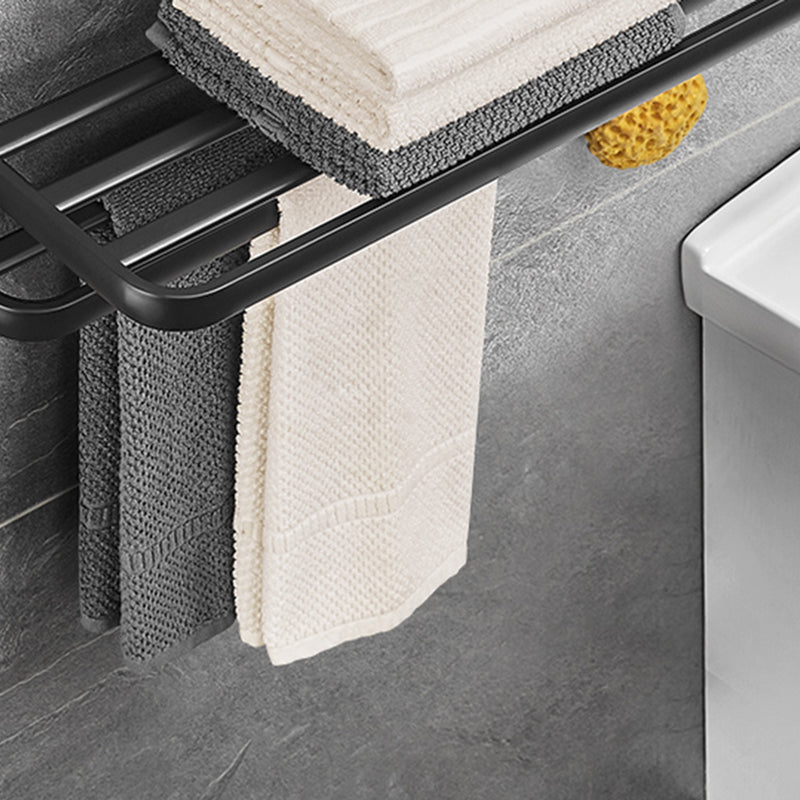 Matt Black 5-piece Modern Bathroom Accessory Set with Shelf/Tower Bar & Paper Holder