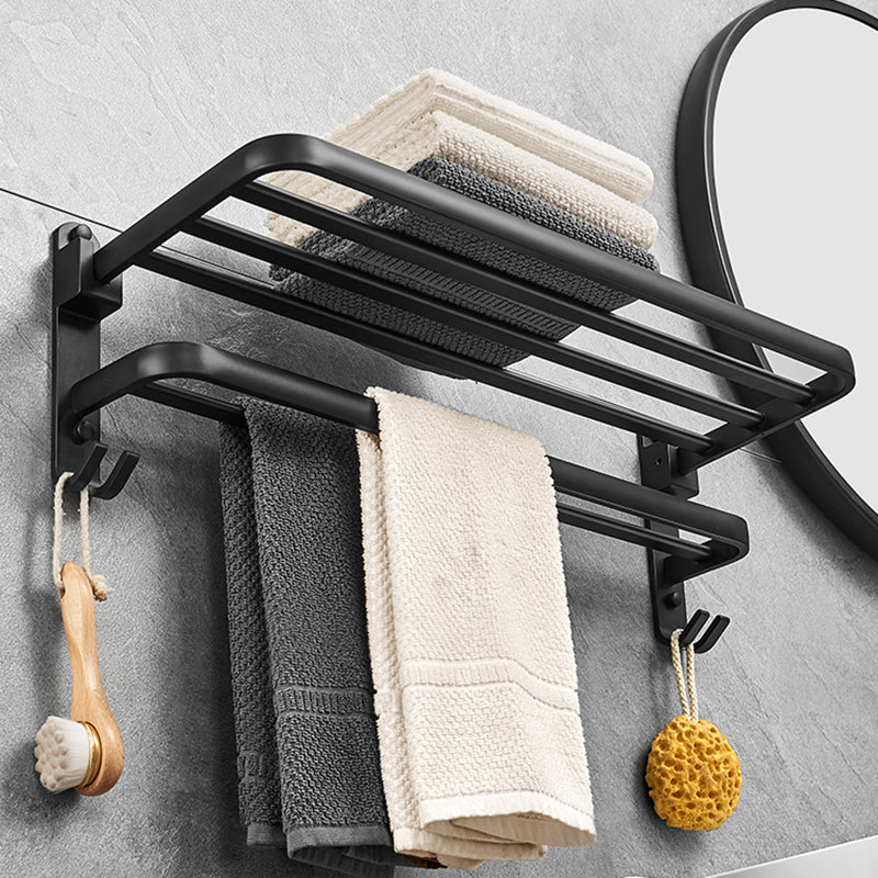 Matt Black 5-piece Modern Bathroom Accessory Set with Shelf/Tower Bar & Paper Holder
