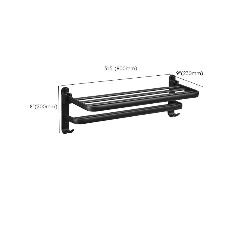 Matt Black 5-piece Modern Bathroom Accessory Set with Shelf/Tower Bar & Paper Holder