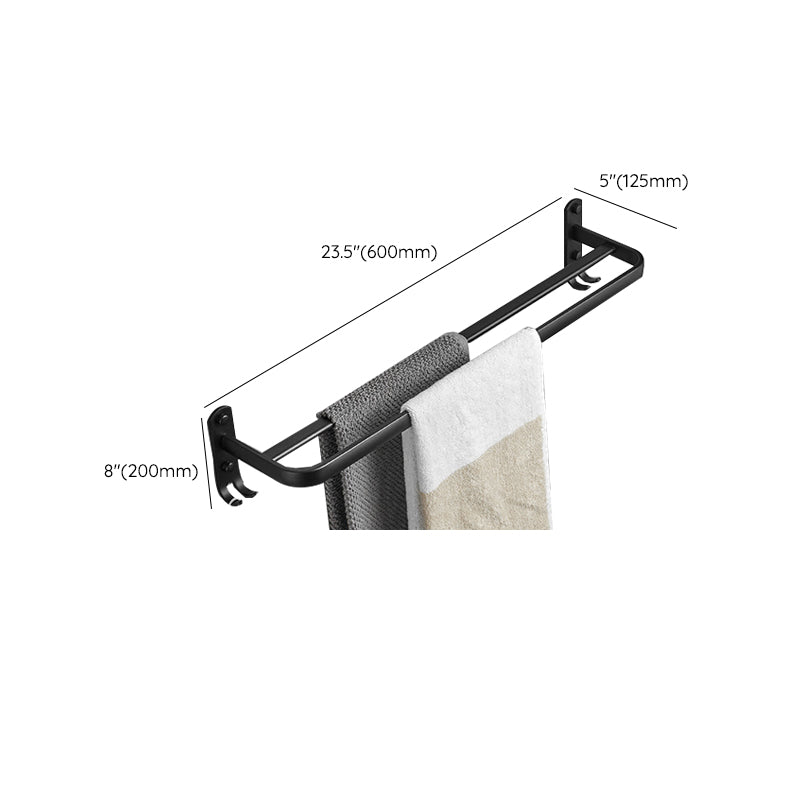 Matt Black 5-piece Modern Bathroom Accessory Set with Shelf/Tower Bar & Paper Holder