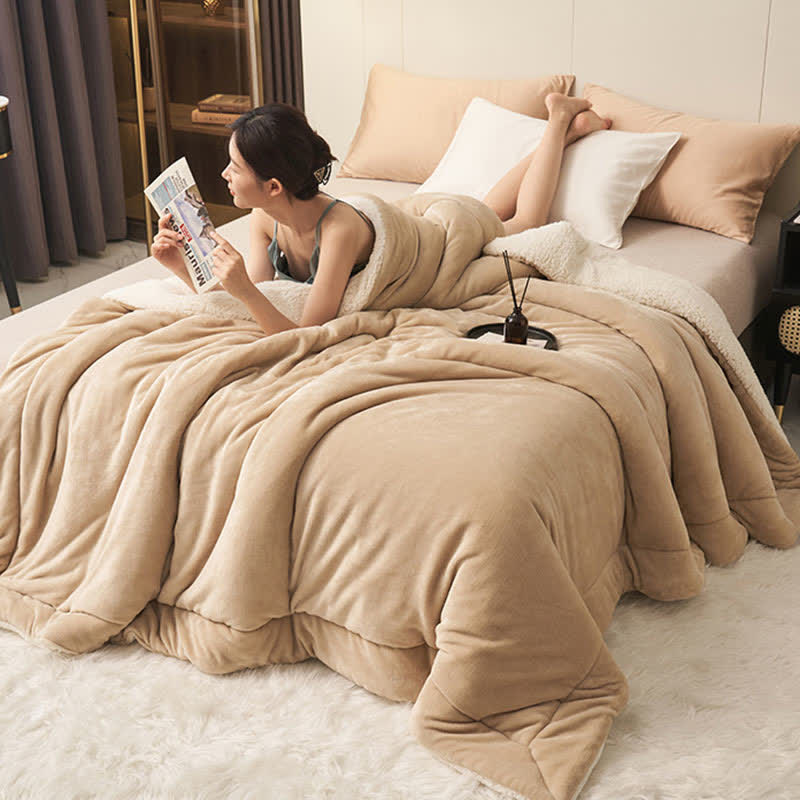 Solid thick double-sided velvet cube blanket
