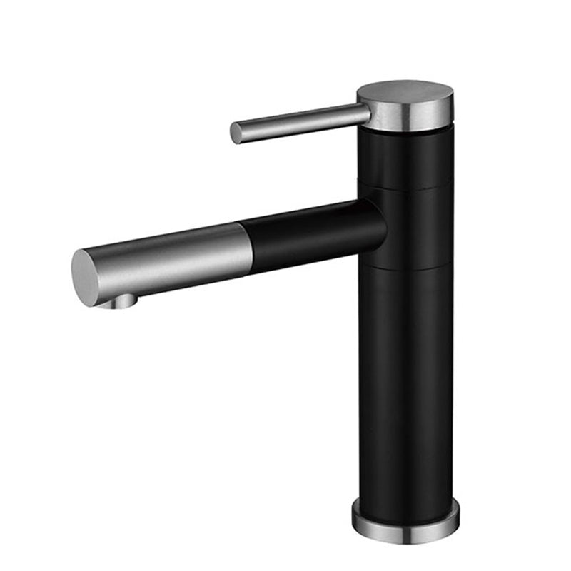 Modern Vessel Sink Faucet Stainless Steel Single Handle Low Arc Pull Down Vessel Faucet