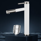 Modern Vessel Sink Faucet Stainless Steel Single Handle Low Arc Pull Down Vessel Faucet