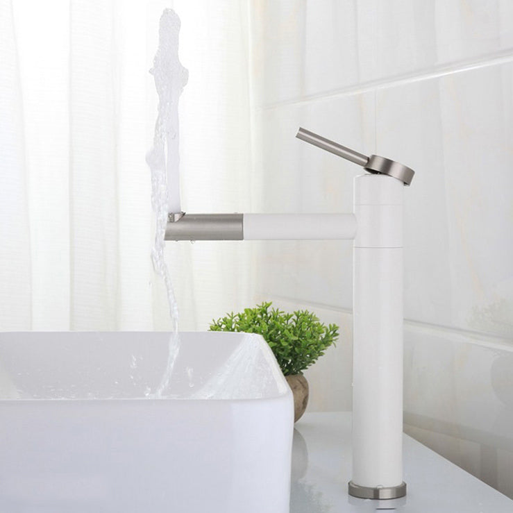 Modern Vessel Sink Faucet Stainless Steel Single Handle Low Arc Pull Down Vessel Faucet