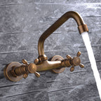 Industrial Bathtub Outlet Trim Wall Mounted Full Copper Dual Cross Handle Low Arc Bathtub Faucet