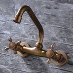 Industrial Bathtub Outlet Trim Wall Mounted Full Copper Dual Cross Handle Low Arc Bathtub Faucet