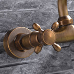 Industrial Bathtub Outlet Trim Wall Mounted Full Copper Dual Cross Handle Low Arc Bathtub Faucet