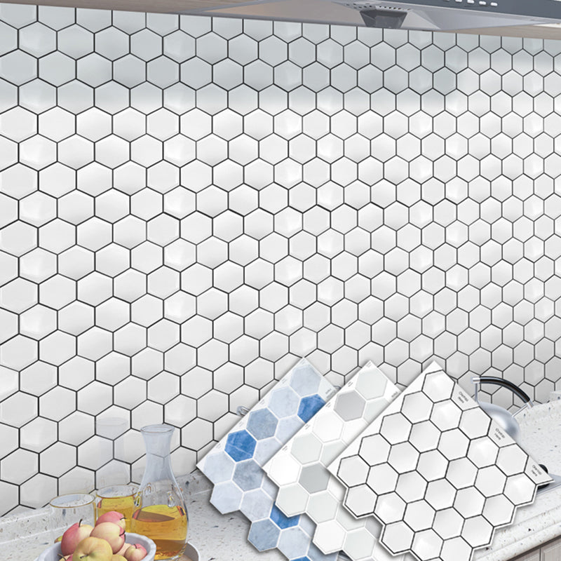 Peel-and-Stick Tiles Hexagonal Waterproof PVC Peel & Stick Mosaic Tile for Shower