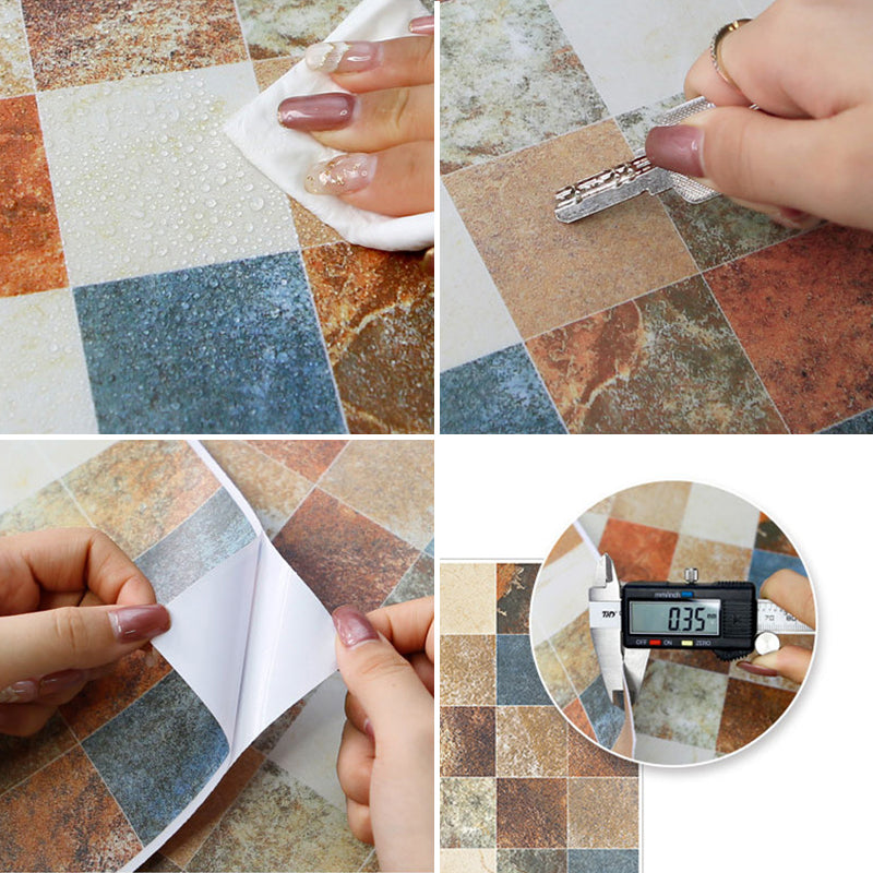 Peel & Stick Tiles Square Stain Resistant Plastic Peel and Stick Tiles for Kitchen 20 Pack
