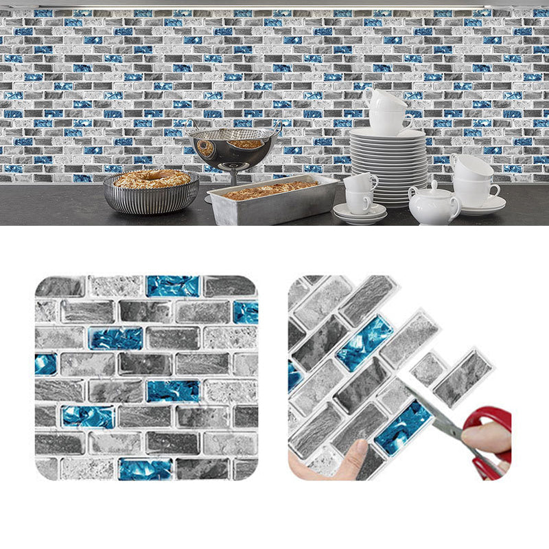 Peel and Stick Wall Tile Water Repellent Rectangle PVC Peel & Stick Subway Tile