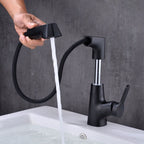 Modern Vessel Sink Faucet Copper Single Handle Pull Down Low Arc Vessel Faucet