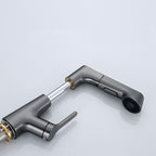 Modern Vessel Sink Faucet Copper Single Handle Pull Down Low Arc Vessel Faucet