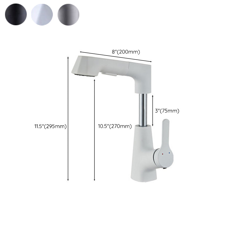 Modern Vessel Sink Faucet Copper Single Handle Pull Down Low Arc Vessel Faucet