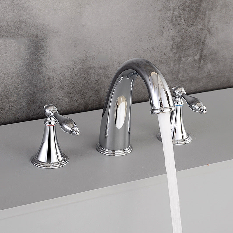 Modern widespread sink faucet Simple bathroom double handle faucet with lever handle