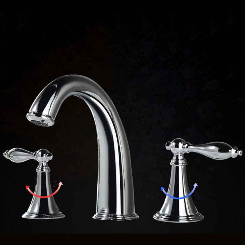 Modern widespread sink faucet Simple bathroom double handle faucet with lever handle