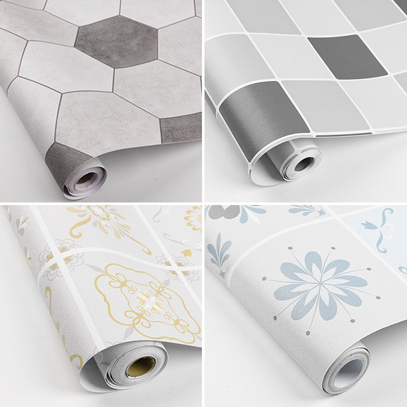 Modern PVC floor tiles with diamond pattern, self-adhesive vinyl floor planks