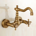 Vintage Bathtub Faucet with Two Cross Handles Made of Pure Copper Wall-Mounted Fixture