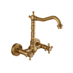 Vintage Bathtub Faucet with Two Cross Handles Made of Pure Copper Wall-Mounted Fixture