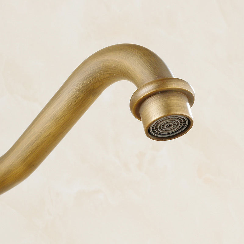 Vintage Bathtub Faucet with Two Cross Handles Made of Pure Copper Wall-Mounted Fixture