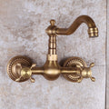 Vintage Bathtub Faucet Two Cross Handle Faucet Solid Copper Wall Mounted Faucet
