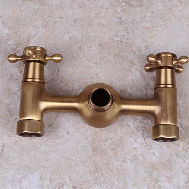 Vintage Bathtub Faucet Two Cross Handle Faucet Solid Copper Wall Mounted Faucet