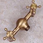 Vintage Bathtub Faucet Two Cross Handle Faucet Solid Copper Wall Mounted Faucet