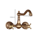 Vintage Bathtub Faucet Two Cross Handle Faucet Solid Copper Wall Mounted Faucet