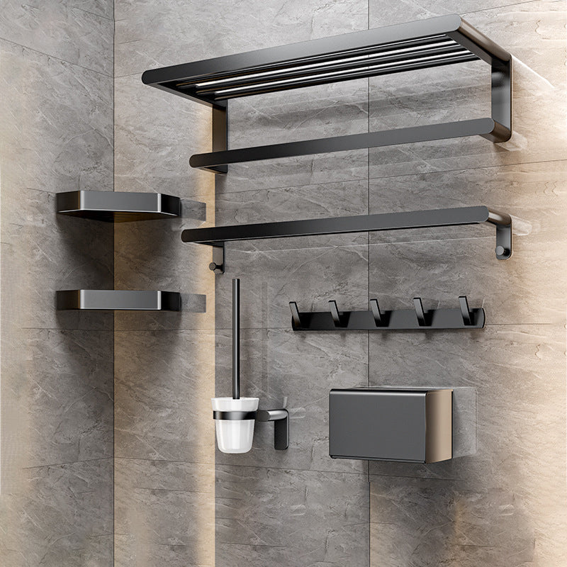 Modern Bathroom Set with Bath Shelf/Towel Holder & Paper Holder Black Bathroom Hardware