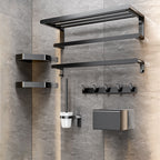Modern Bathroom Set with Bath Shelf/Towel Holder & Paper Holder Black Bathroom Hardware