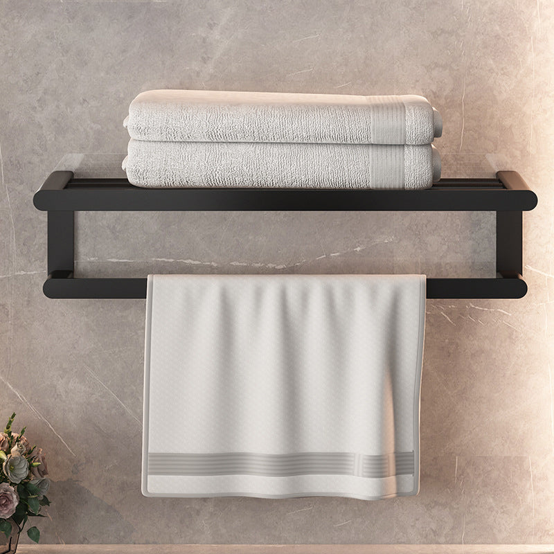 Modern Bathroom Set with Bath Shelf/Towel Holder & Paper Holder Black Bathroom Hardware