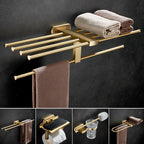 Traditional Golden Bath Accessory Set Brass Bathroom Accessories Kit
