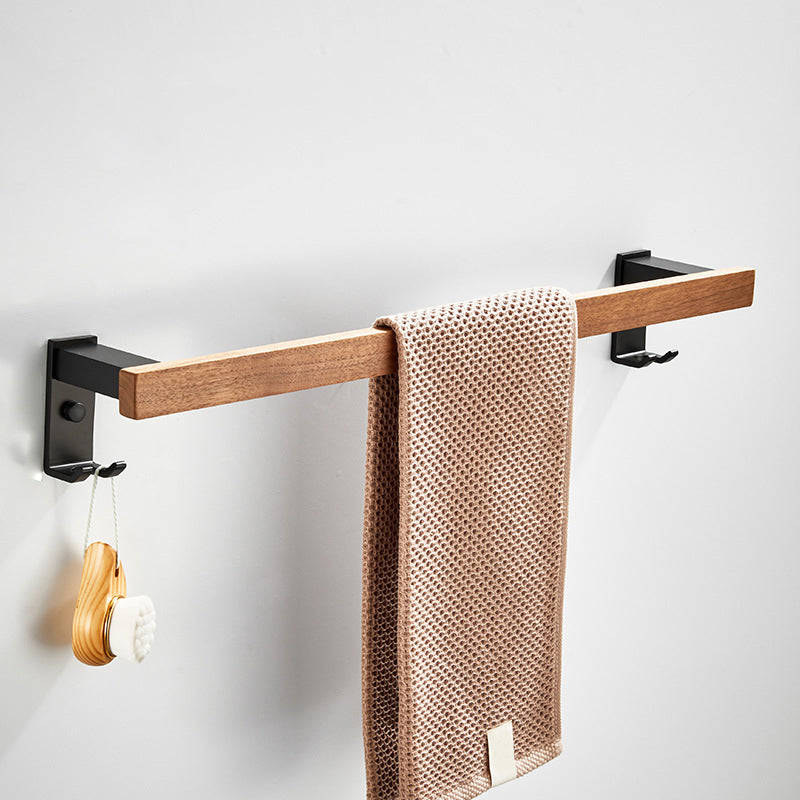 Wood and Aluminum Bath Accessory Set Black Bathroom Accessory Kit