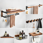 Wood and Aluminum Bath Accessory Set Black Bathroom Accessory Kit