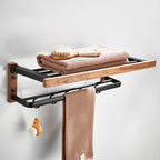 Wood and Aluminum Bath Accessory Set Black Bathroom Accessory Kit