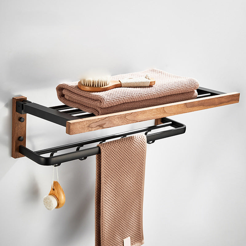 Wood and Aluminum Bath Accessory Set Black Bathroom Accessory Kit