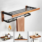 Wood and Aluminum Bath Accessory Set Black Bathroom Accessory Kit