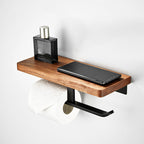 Wood and Aluminum Bath Accessory Set Black Bathroom Accessory Kit