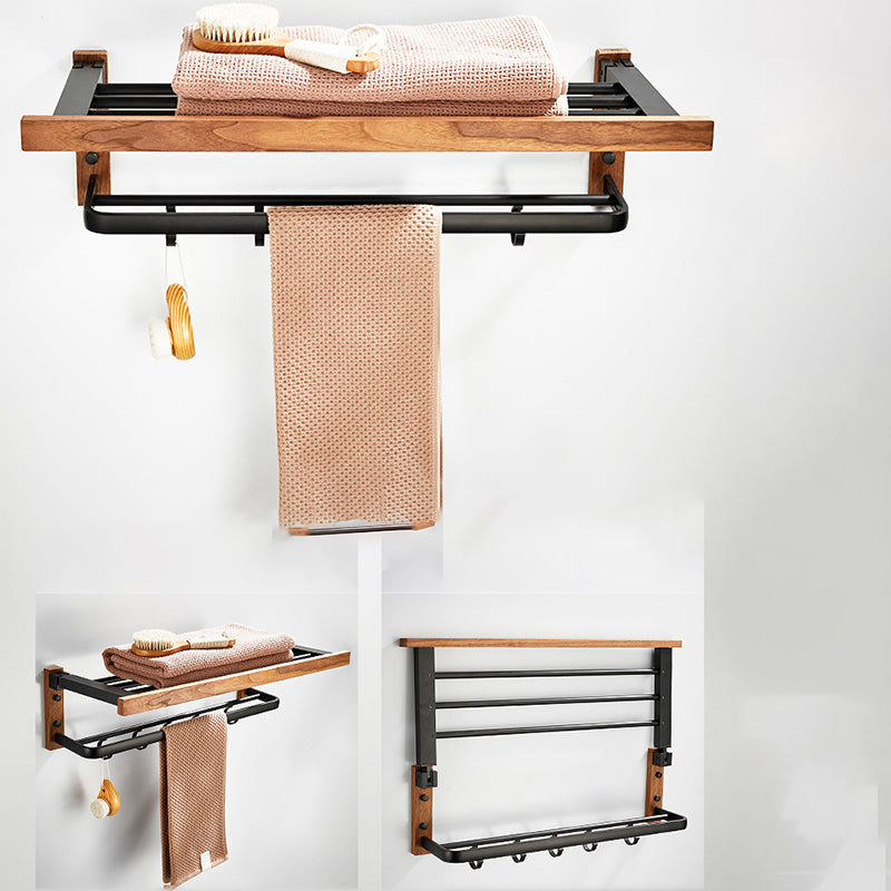 Wood and Aluminum Bath Accessory Set Black Bathroom Accessory Kit