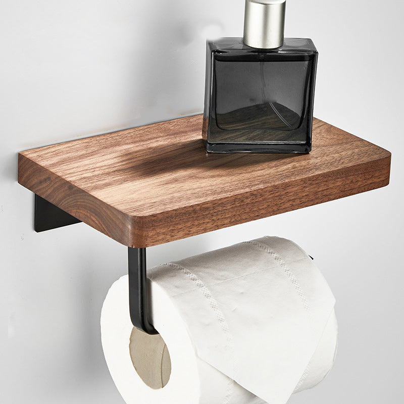 Wood and Aluminum Bath Accessory Set Black Bathroom Accessory Kit