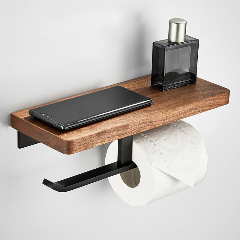 Wood and Aluminum Bath Accessory Set Black Bathroom Accessory Kit