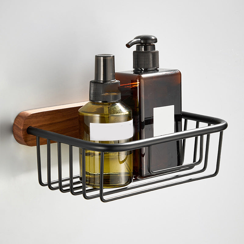 Wood and Aluminum Bath Accessory Set Black Bathroom Accessory Kit