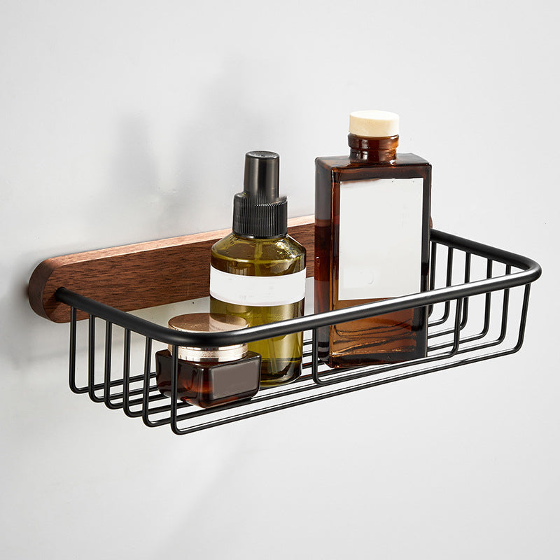 Wood and Aluminum Bath Accessory Set Black Bathroom Accessory Kit