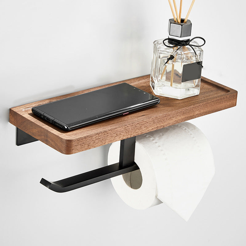 Wood and Aluminum Bath Accessory Set Black Bathroom Accessory Kit