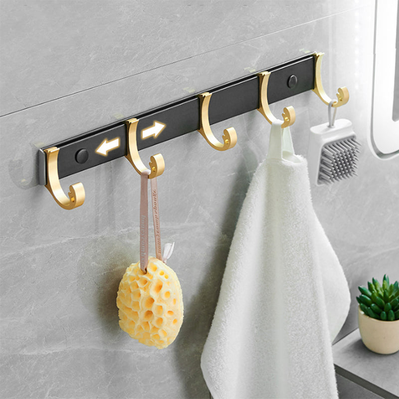 Contemporary Bath Accessories Set Black & Golden Bath Shelf/Towel Bar