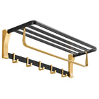 Contemporary Bath Accessories Set Black & Golden Bath Shelf/Towel Bar